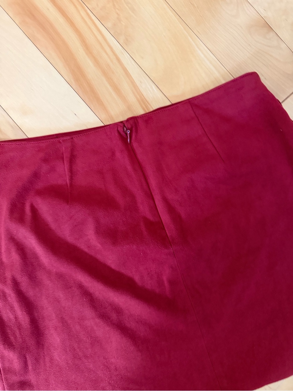 Forever 21 Burgundy Faux Suede Fringe Mini Skirt Womens Medium Western Boho - Picture 4 of 7